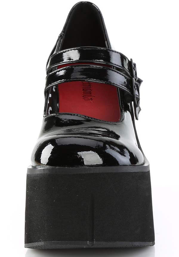 DEMONIA KERA-08 [Black Patent] | PLATFORMS [PREORDER] - FLATS - Back View