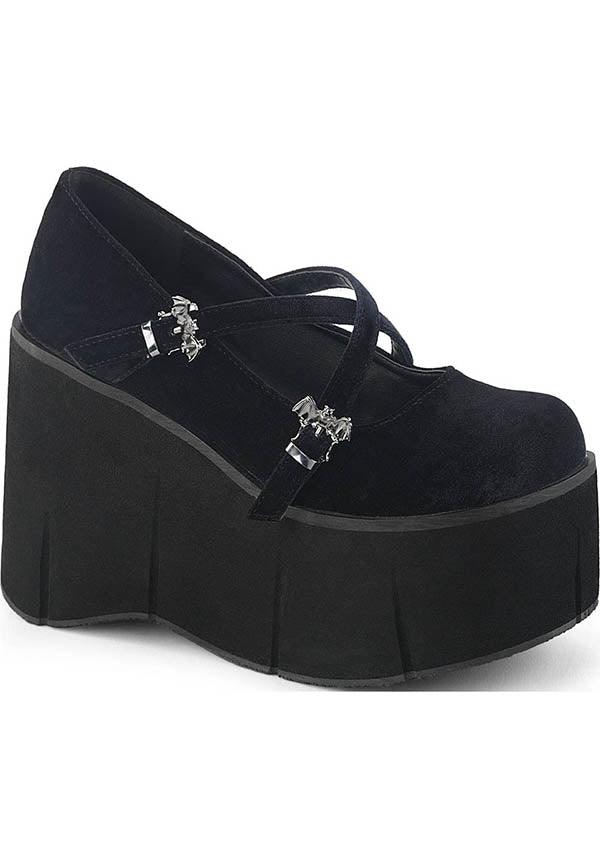DEMONIA KERA-10 [Black Velvet] | PLATFORMS [PREORDER] - FLATS - Front View