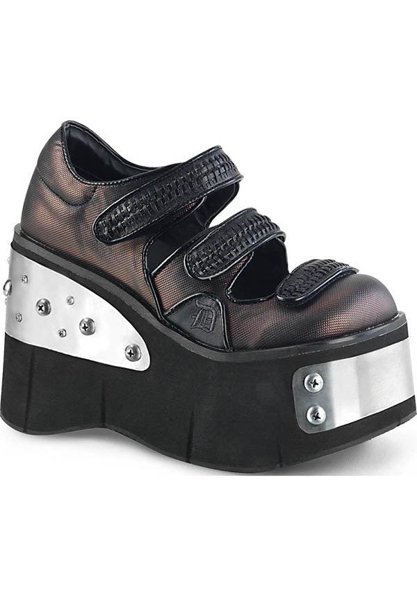 DEMONIA KERA-13 [Black/Pewter] | PLATFORMS [PREORDER] - FLATS - Front View
