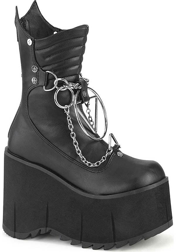 DEMONIA KERA-130 [Black] | PLATFORM BOOTS [PREORDER] - BOOTS - Front View
