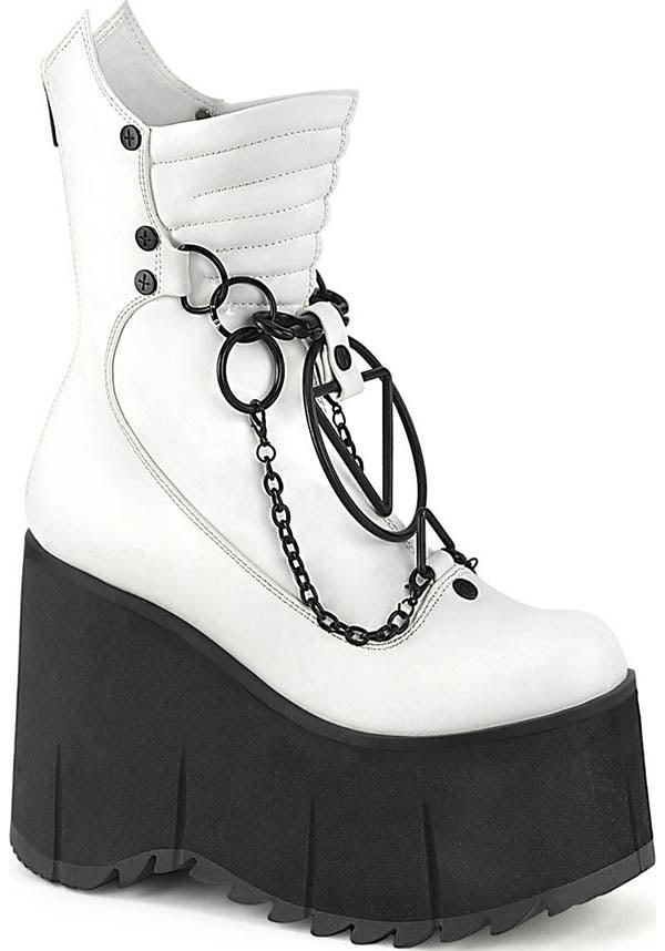DEMONIA KERA-130 [White] | PLATFORM BOOTS [PREORDER] - BOOTS - Front View