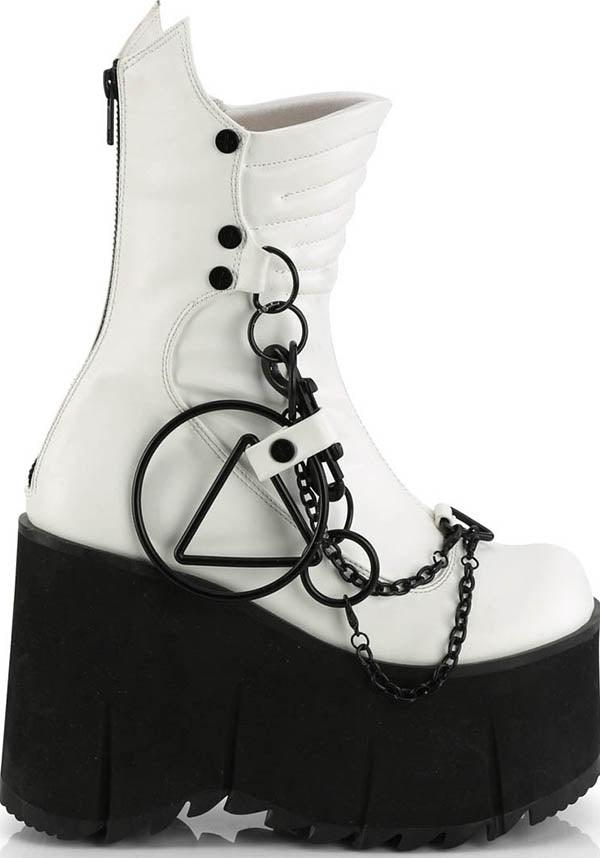 DEMONIA KERA-130 [White] | PLATFORM BOOTS [PREORDER] - BOOTS - Detail 4
