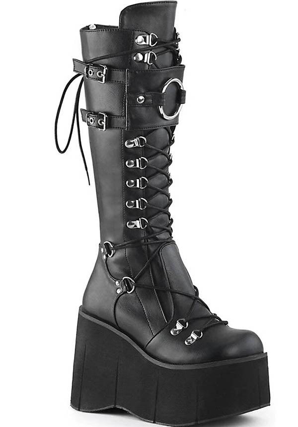 DEMONIA KERA-200 [Black] | PLATFORM BOOTS [PREORDER] - BOOTS - Front View