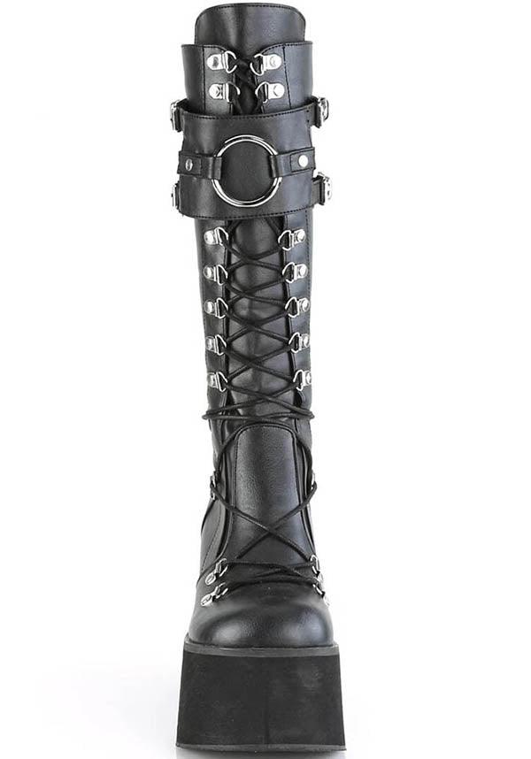DEMONIA KERA-200 [Black] | PLATFORM BOOTS [PREORDER] - BOOTS - Back View