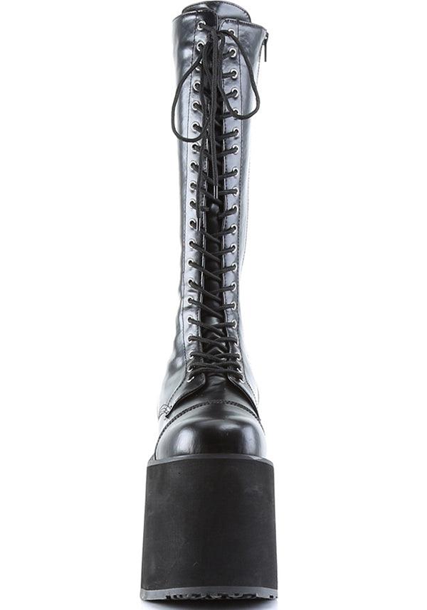 DEMONIA MEGA-602 [Black] | PLATFORM BOOTS [PREORDER] - BOOTS - Back View