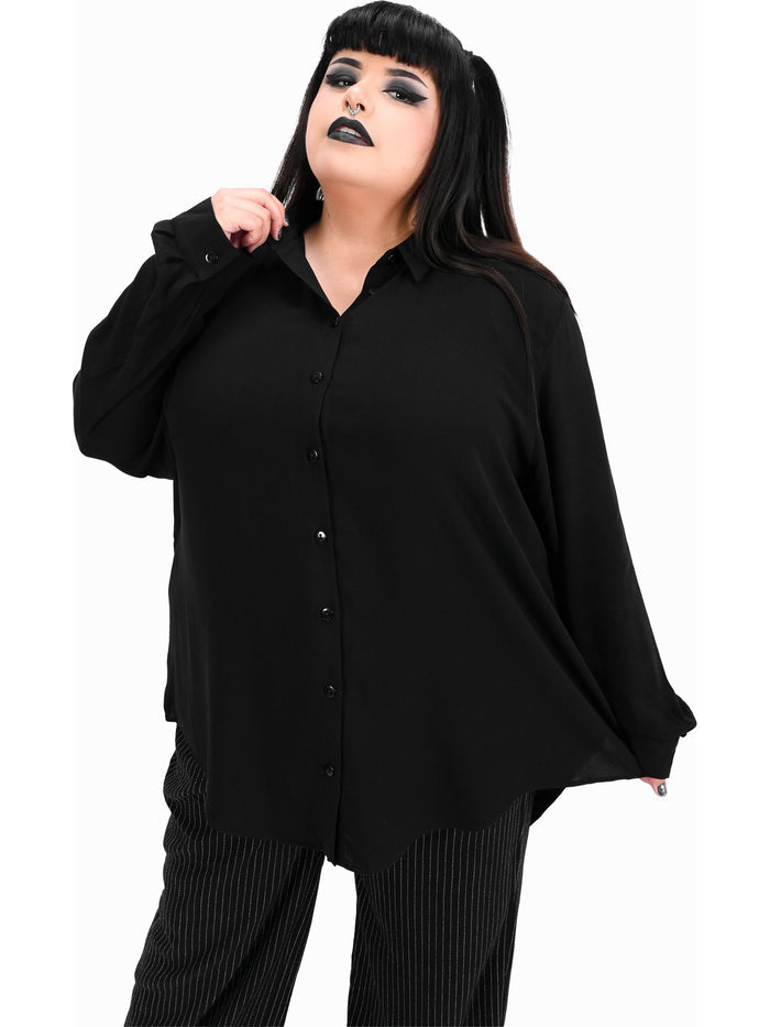 Memphis Oversize [Solid Black] | LONG SLEEVE SHIRT