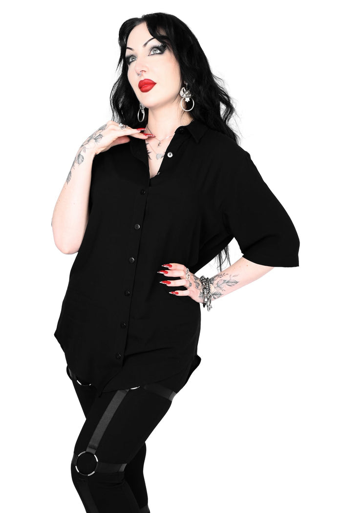 Memphis [Solid Black] | SHORT SLEEVE OVERSIZED SHIRT