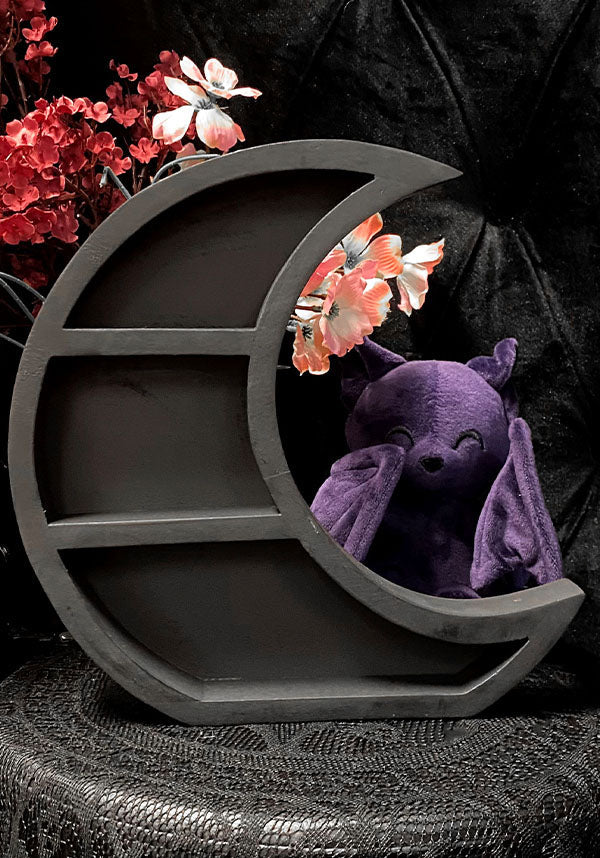 GOTHIC GIFTS Moon Crescent [Large] Wooden | WALL SHELF - Front