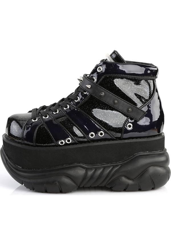 DEMONIA NEPTUNE-100 [Black Glitter/Holo] | PLATFORMS [PREORDER] - BOOTS - Detail 2