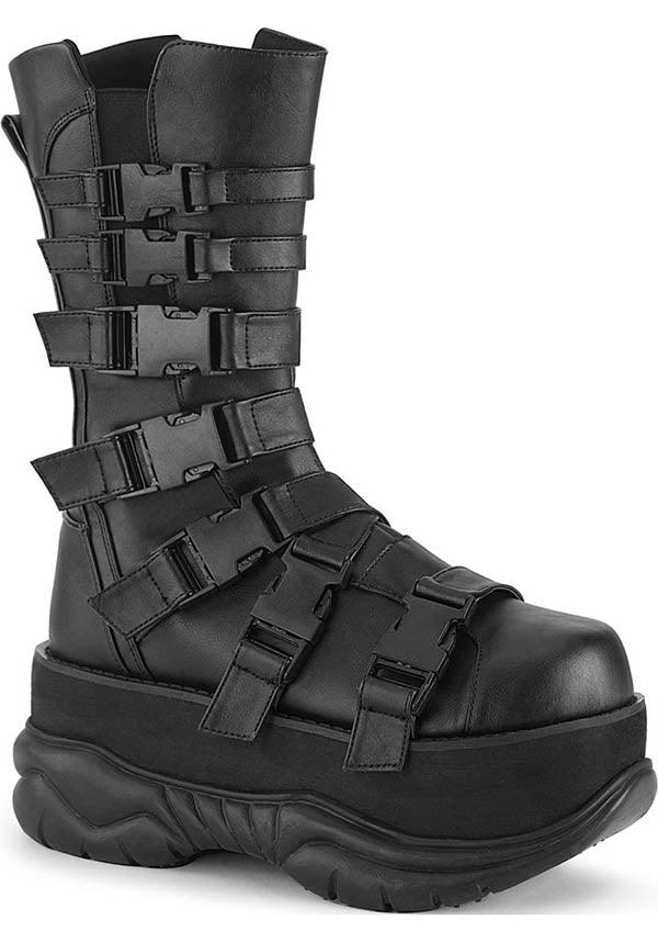 DEMONIA NEPTUNE-210 [Black] | PLATFORM BOOTS [PREORDER] - BOOTS - Front View