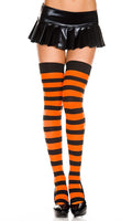 MUSIC LEGS Opaque Wide Stripe [Black/Orange] | THIGH HIGH - Front
