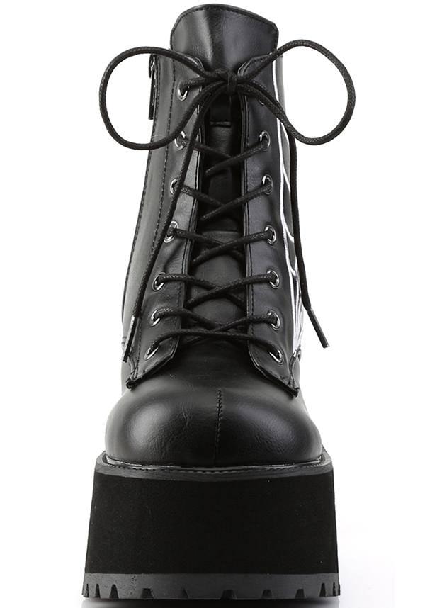 DEMONIA RANGER-105 [Black] | PLATFORM BOOTS [PREORDER] - BOOTS - Back View
