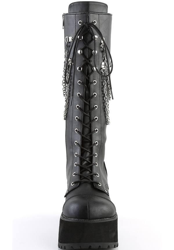 DEMONIA RANGER-303 [Black] | PLATFORM BOOTS [PREORDER] - BOOTS - Back View
