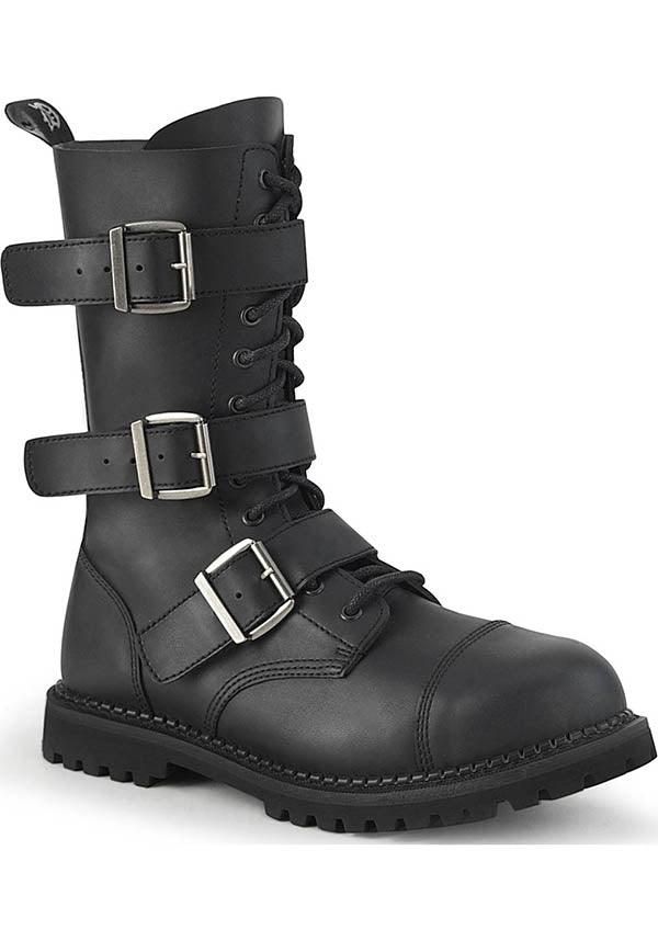 DEMONIA RIOT-12BK [Black] | BOOTS [PREORDER] - BOOTS - Front View
