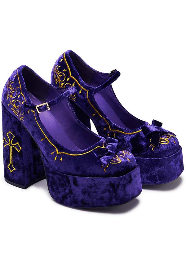 Koi Footwear Royal Manor Velvet [Purple] - Front View