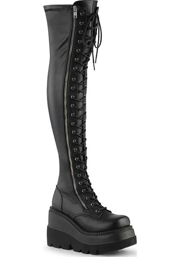 DEMONIA SHAKER-374 [Black] | PLATFORM BOOTS [PREORDER] - BOOTS - Front View