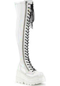 DEMONIA SHAKER-374 [White Hologram] | PLATFORM BOOTS [PREORDER] - PLATFORM BOOTS - Front View