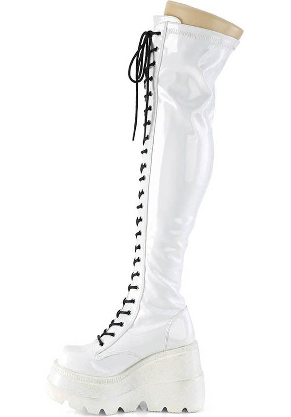 DEMONIA SHAKER-374 [White Hologram] | PLATFORM BOOTS [PREORDER] - PLATFORM BOOTS - Detail 3