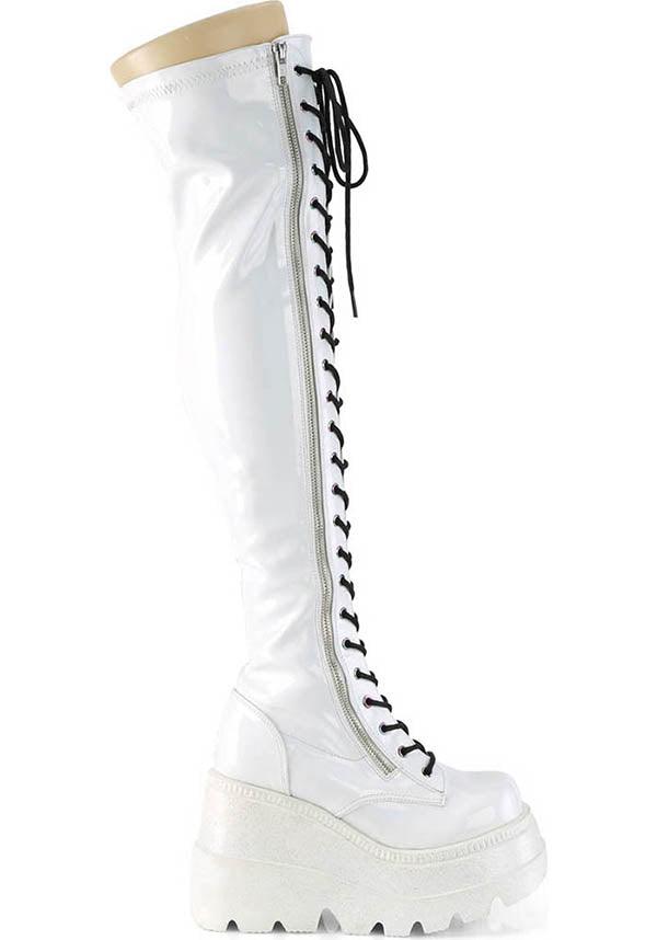 DEMONIA SHAKER-374 [White Hologram] | PLATFORM BOOTS [PREORDER] - PLATFORM BOOTS - Detail 4