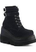 DEMONIA SHAKER-52 [Black Velvet] | PLATFORM BOOTS [PREORDER] - BOOTS - Front View