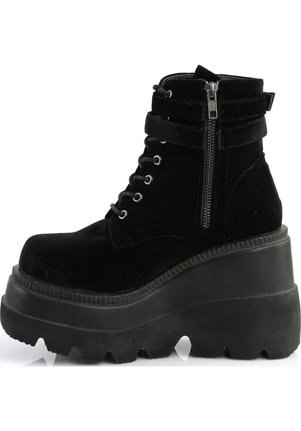 DEMONIA SHAKER-52 [Black Velvet] | PLATFORM BOOTS [PREORDER] - BOOTS - Detail 2