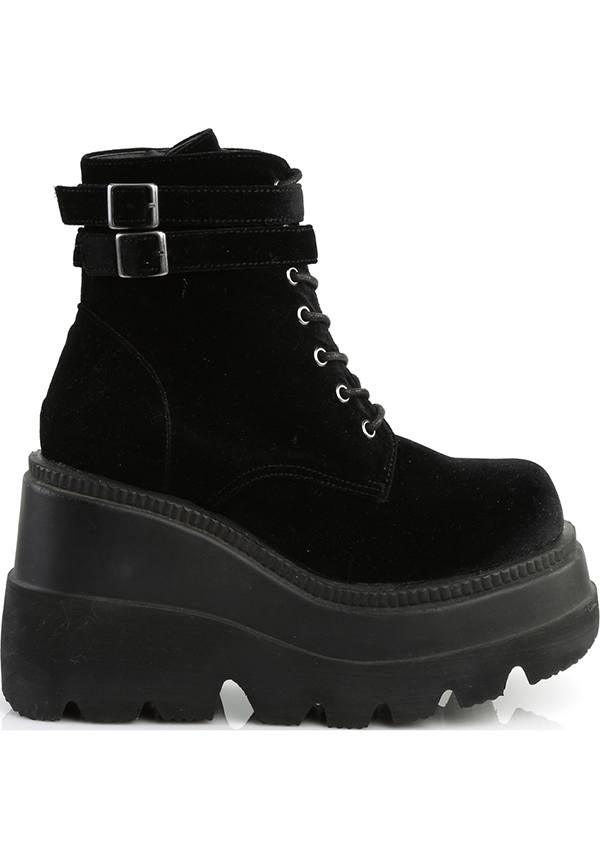 DEMONIA SHAKER-52 [Black Velvet] | PLATFORM BOOTS [PREORDER] - BOOTS - Detail 4