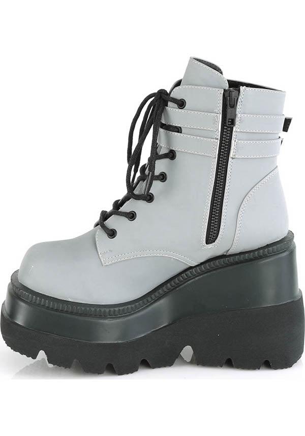 DEMONIA SHAKER-52 [Grey Reflective] | PLATFORM BOOTS [PREORDER] - BOOTS - Detail 2