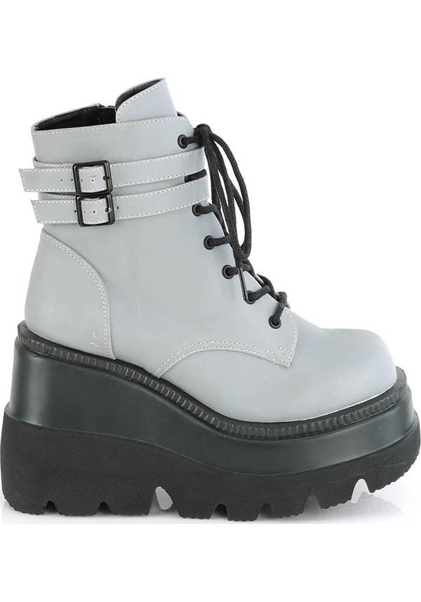 DEMONIA SHAKER-52 [Grey Reflective] | PLATFORM BOOTS [PREORDER] - BOOTS - Detail 4