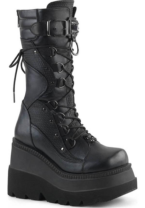 DEMONIA SHAKER-70 [Black] | PLATFORM BOOTS [IN STOCK] - BOOTS - Front View