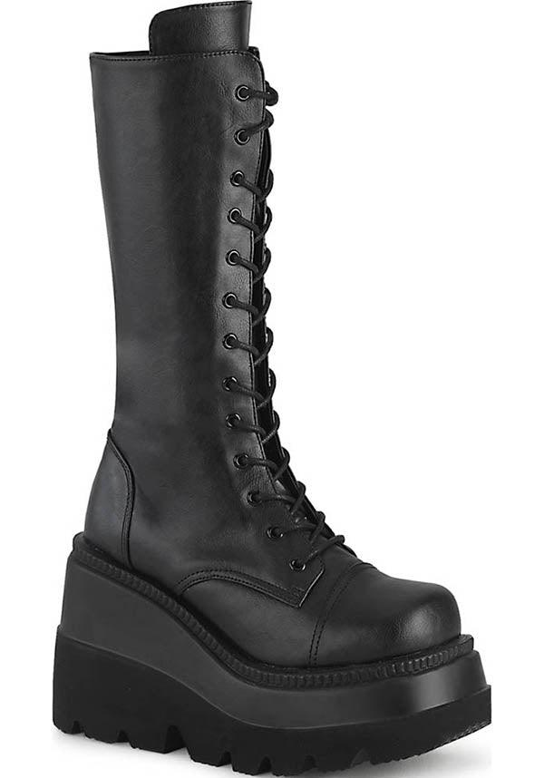 DEMONIA SHAKER-72 [Black] | PLATFORM BOOTS [PREORDER] - BOOTS - Front View