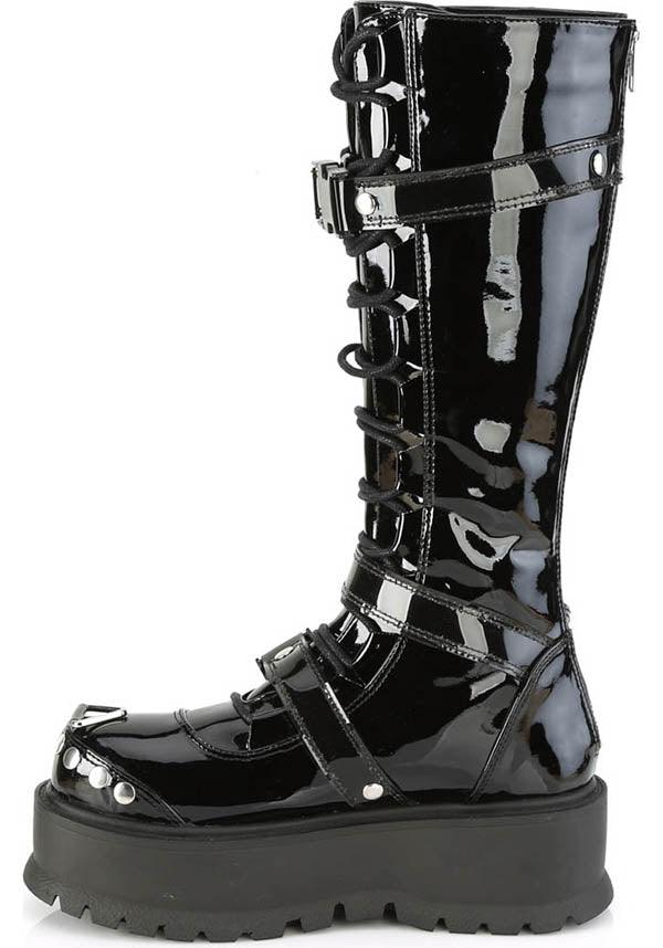 DEMONIA SLACKER-260 [Black Patent] | PLATFORM BOOTS [PREORDER] - BOOTS - Detail 2