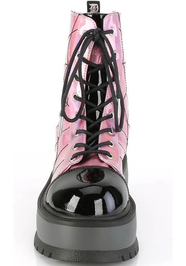 DEMONIA SLACKER-88 [Pink Holo] | BOOTS [PREORDER] - BOOTS - Back View