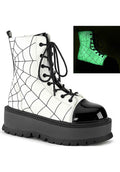 DEMONIA SLACKER-88 [White Glow] | BOOTS [PREORDER] - BOOTS - Front View