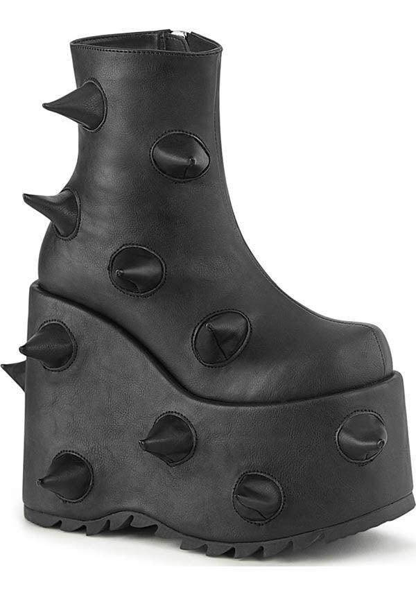 DEMONIA SLAY-77 [Black] | PLATFORM BOOTS [PREORDER] - BOOTS - Front View