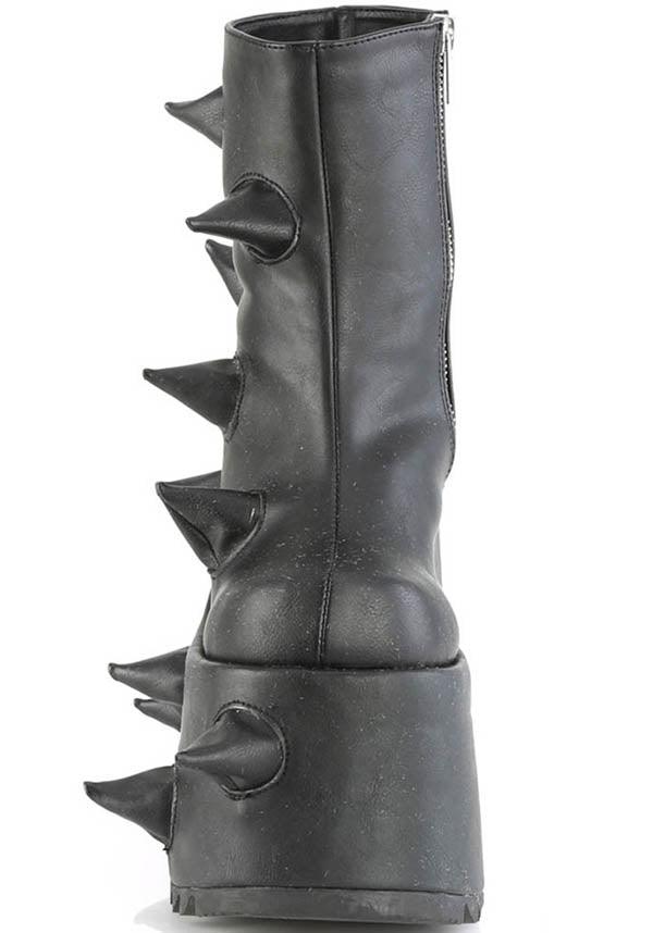 DEMONIA SLAY-77 [Black] | PLATFORM BOOTS [PREORDER] - BOOTS - Back View