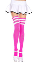 MUSIC LEGS Spandex Acrylic Athlete [Hot Pink/White] | THIGH H - Front