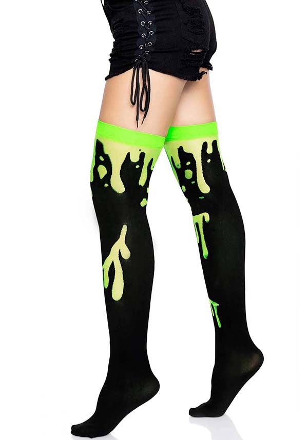 LEG AVENUE Splatter [Green] | THIGH HIGH - Back