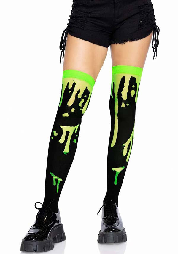 LEG AVENUE Splatter [Green] | THIGH HIGH - Detail 2