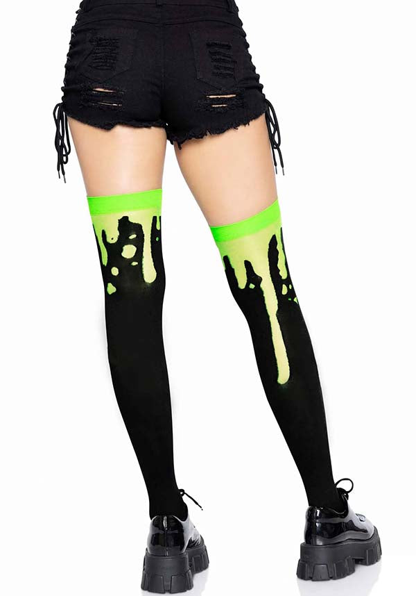LEG AVENUE Splatter [Green] | THIGH HIGH - Detail 3