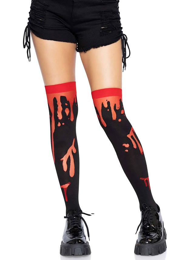 LEG AVENUE Splatter [Red] | THIGH HIGH - Front