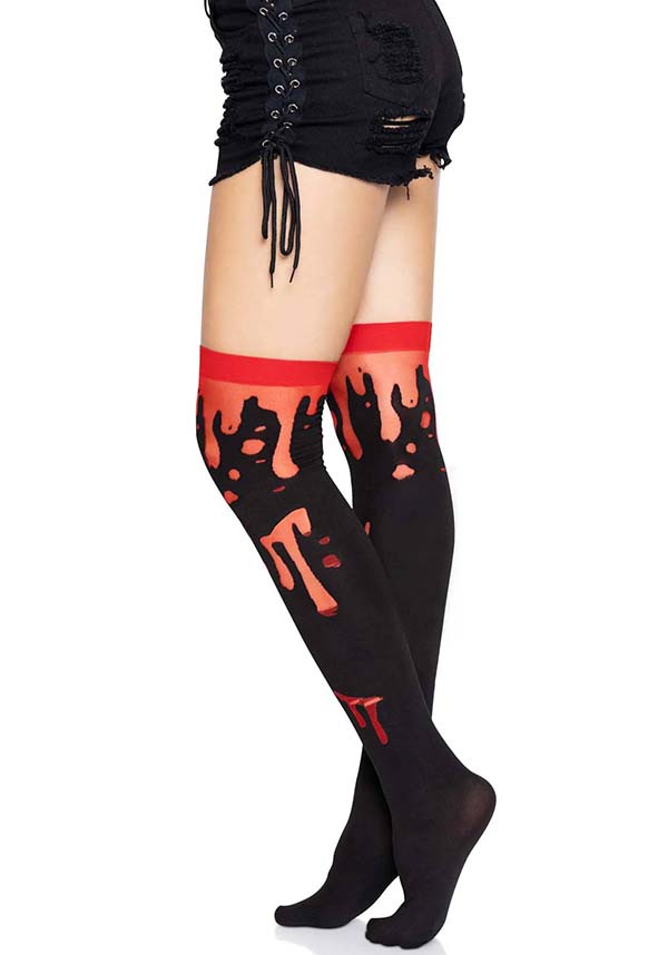 LEG AVENUE Splatter [Red] | THIGH HIGH - Back