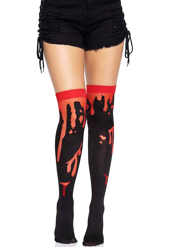 LEG AVENUE Splatter [Red] | THIGH HIGH - Detail 3
