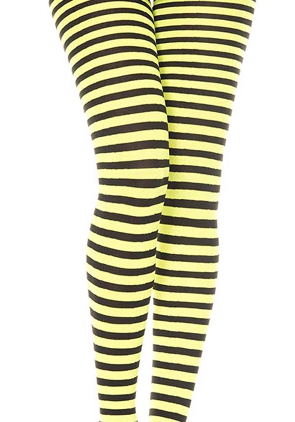 MUSIC LEGS Striped [Black/Neon Yellow] | TIGHTS - Back