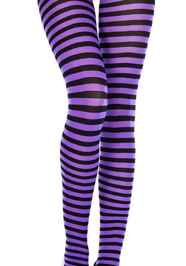 MUSIC LEGS Striped [Black/Purple] | TIGHTS - Back