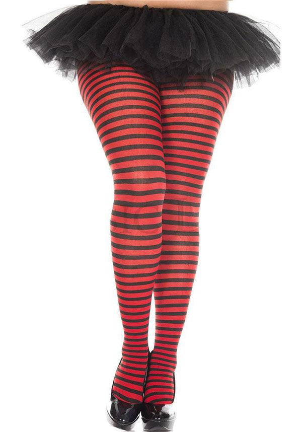 MUSIC LEGS Striped [Black/Red] | TIGHTS - Back