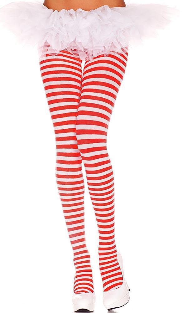 MUSIC LEGS Striped [White/Red] | TIGHTS - Front