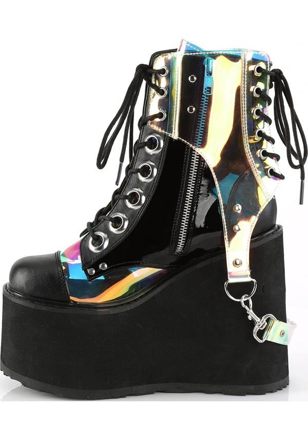 Demonia SWING-115 [Black/ Clear Hologram] - Close Up