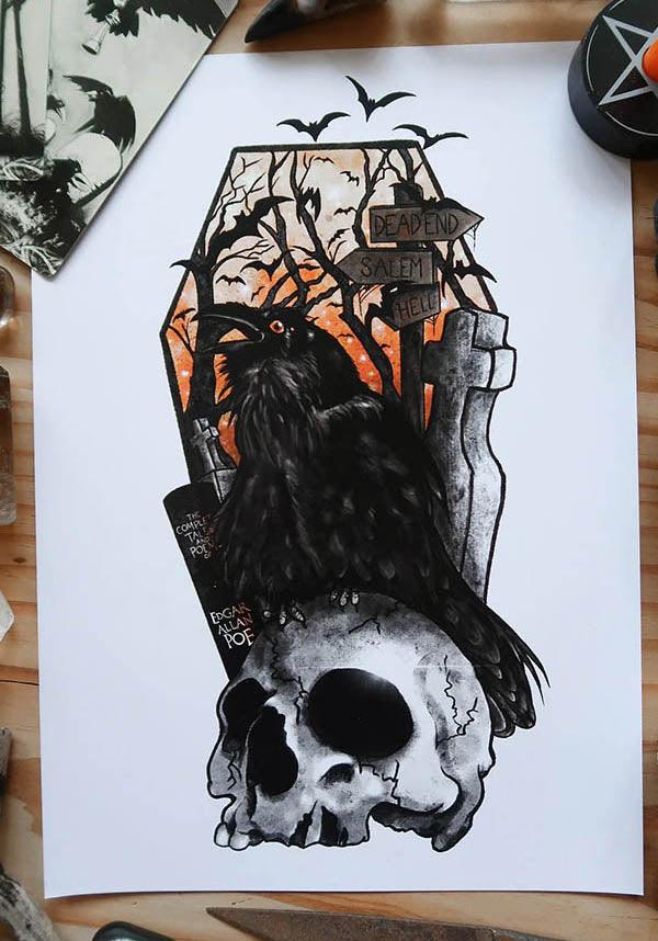 The Raven [A4] | PRINT - Beserk - all, all ladies, art, art print, artist, black, clickfrenzy15-2023, discountapp, edgar allan poe, fp, ghostsofoctober, gift, gift idea, gift ideas, gifts, GO00014, goth, goth homeware, gothic, gothic gifts, gothic homeware, gothic homewares, halloween homeware, halloween homewares, home, homeware, homewares, ladies, nov21, poster and tapestry, print, R111121, raven, the raven