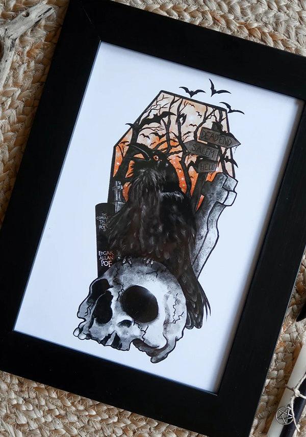 The Raven [A4] | PRINT - Beserk - all, all ladies, art, art print, artist, black, clickfrenzy15-2023, discountapp, edgar allan poe, fp, ghostsofoctober, gift, gift idea, gift ideas, gifts, GO00014, goth, goth homeware, gothic, gothic gifts, gothic homeware, gothic homewares, halloween homeware, halloween homewares, home, homeware, homewares, ladies, nov21, poster and tapestry, print, R111121, raven, the raven