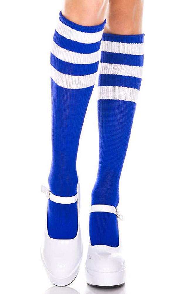 MUSIC LEGS Triple Stripe [Royal Blue/White] | KNEE HIGH SOCKS - Front